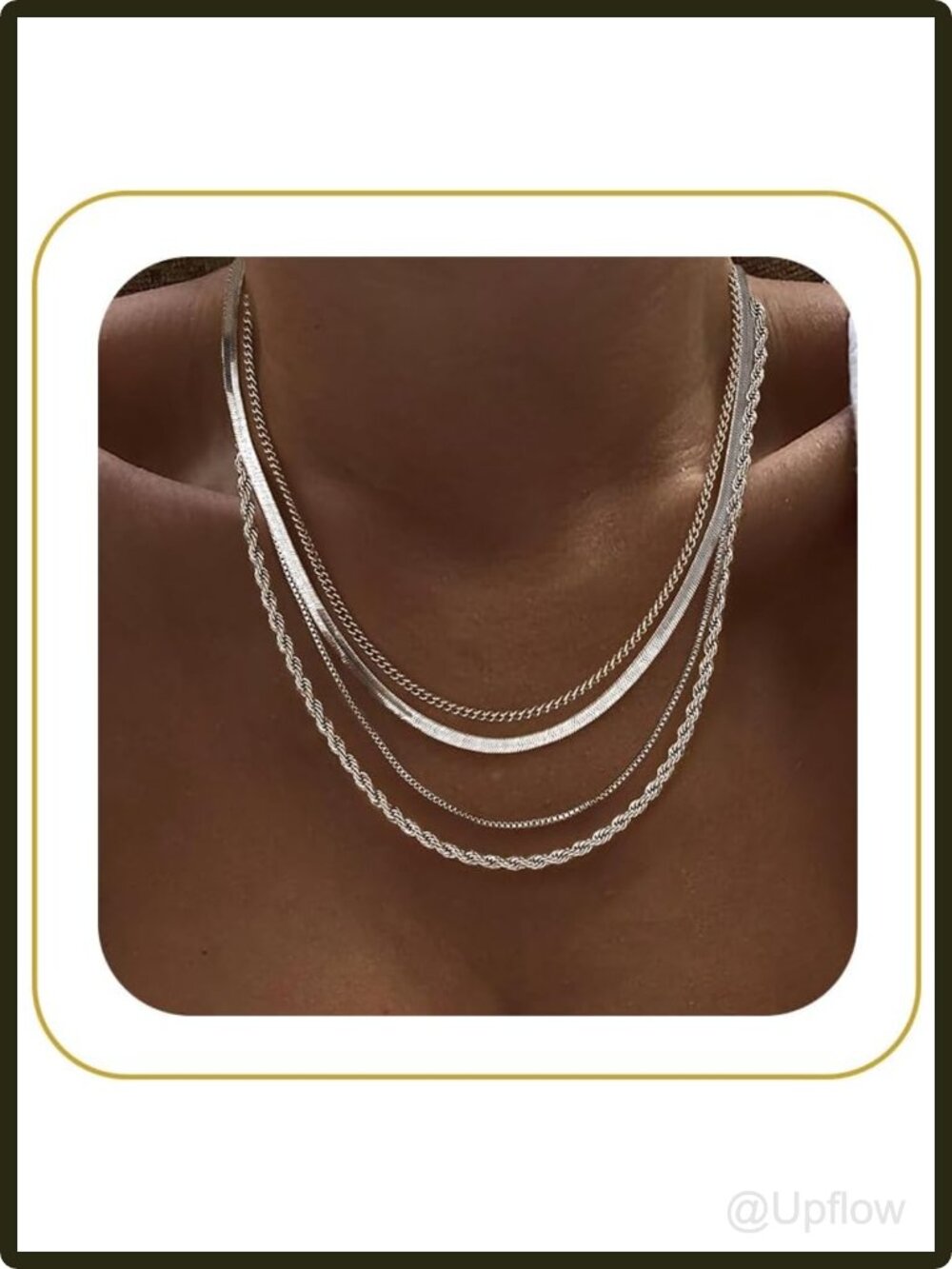 Women's 14k Gold Plated Layered Chain Necklace Set Dainty Stackable 5 Pieces
